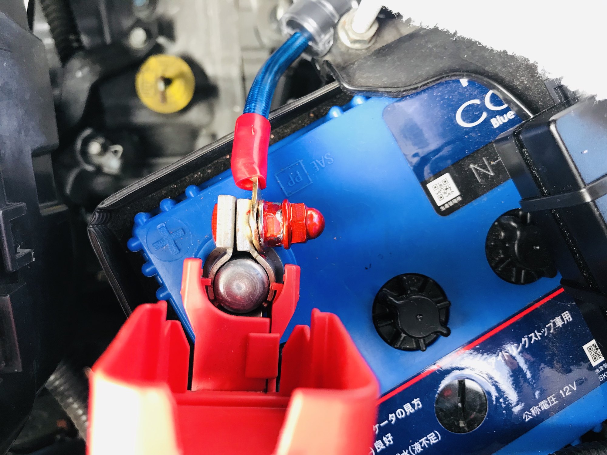 RK5のプラスターミナルに取り付けたTMボルトとナット